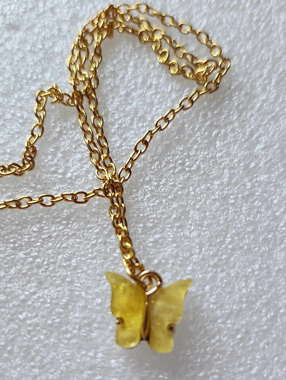 Hand Crafted Gold Chain Necklace with Yellow Butterfly Charm